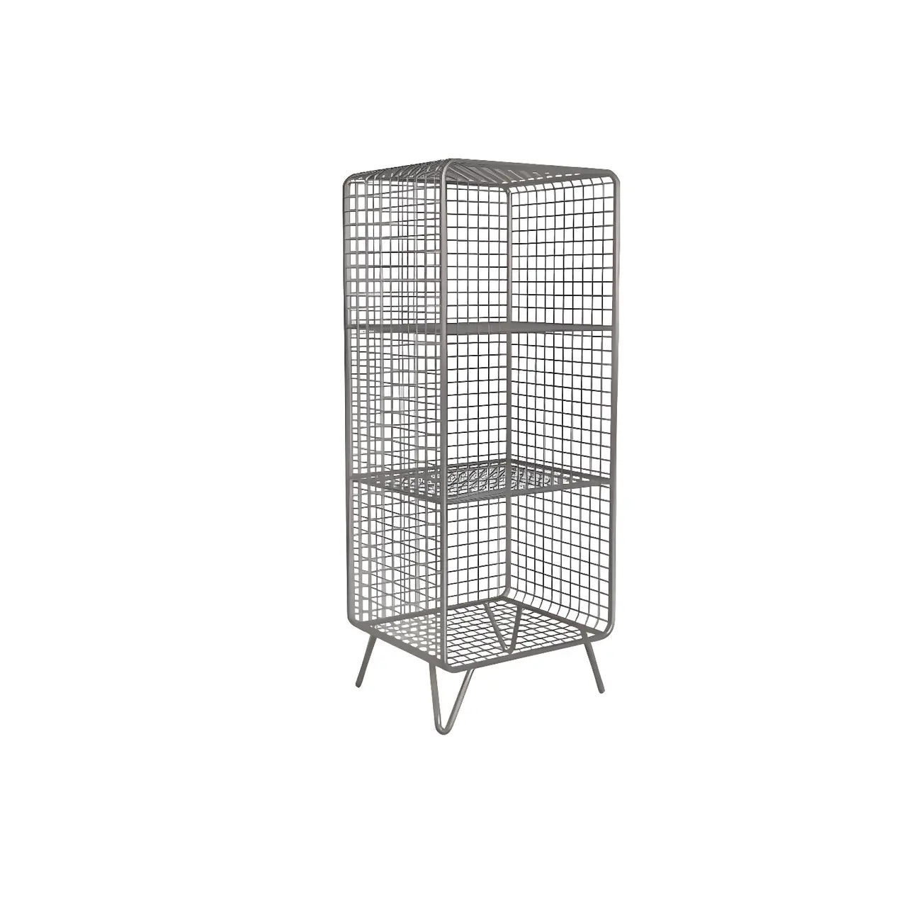 Casual Metal Wire Bedside Table in Yellow Open Shelves Storage Image - 5 | homeyfad