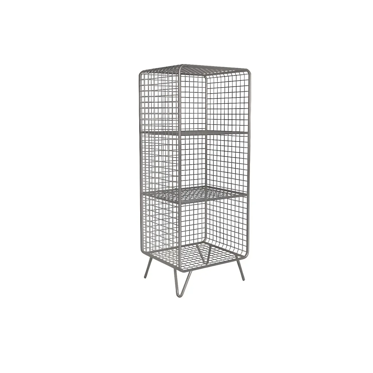 Casual Metal Wire Bedside Table in Yellow Open Shelves Storage Image - 5