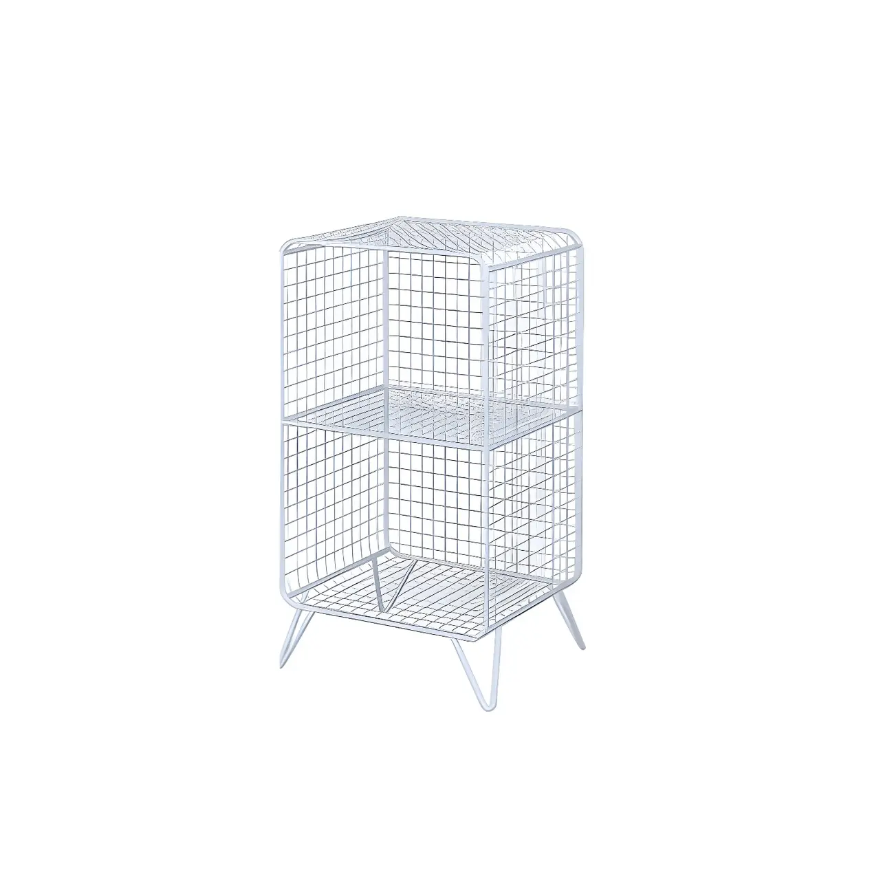 Casual Metal Wire Bedside Table in Yellow Open Shelves Storage Image - 8 | homeyfad