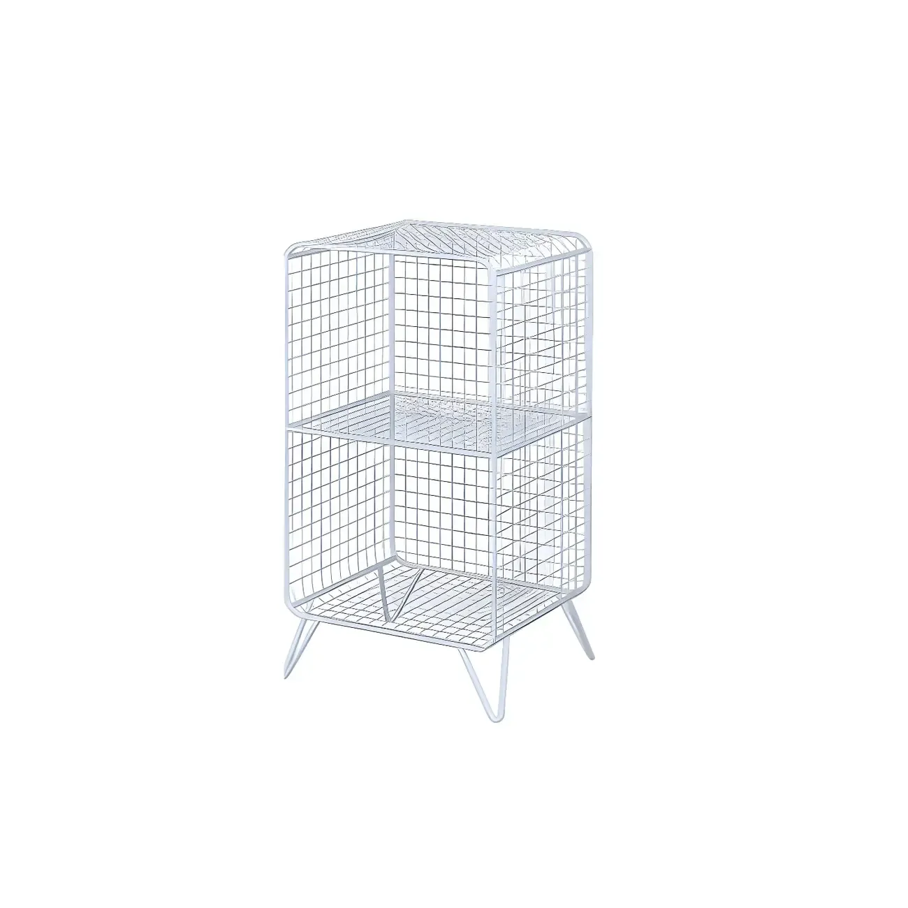 Casual Metal Wire Bedside Table in Yellow Open Shelves Storage Image - 8