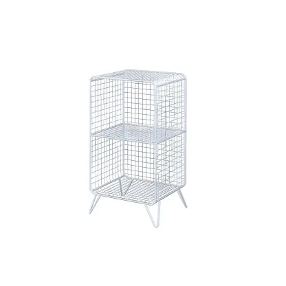 Casual Metal Wire Bedside Table in Yellow Open Shelves Storage Image - 8