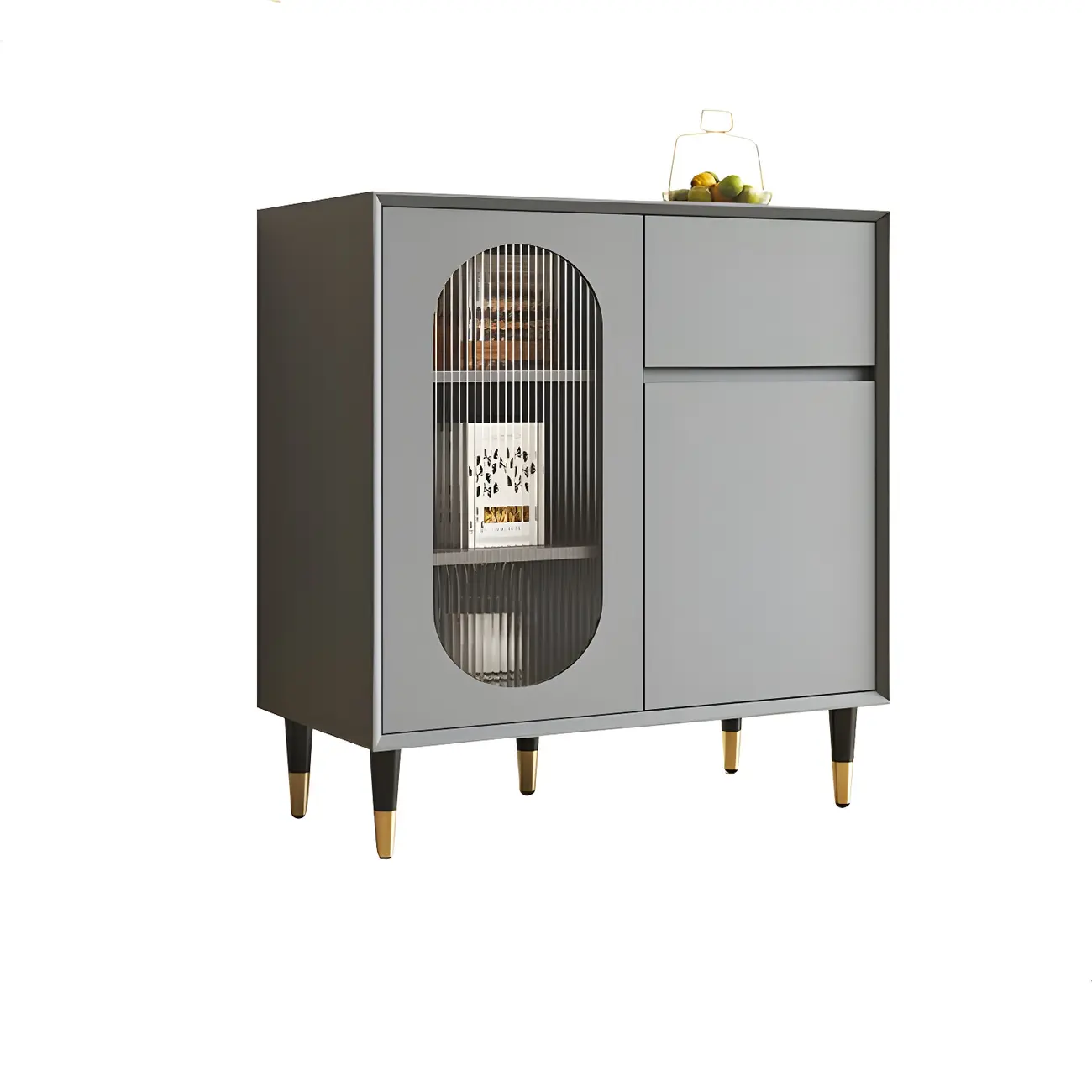 16"W Glam Wooden Sideboard with Glass Doors & Cabinets Image - 21 | homeyfad