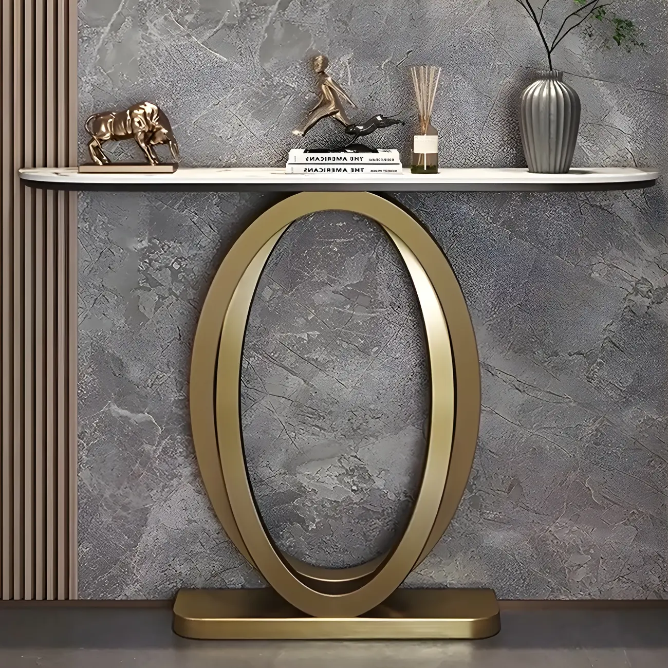 Glam Narrow White Console Table with Circle Base Image - 2 | homeyfad