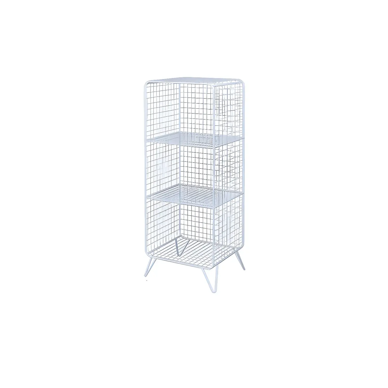 Casual Metal Wire Bedside Table in Yellow Open Shelves Storage Image - 11 | homeyfad