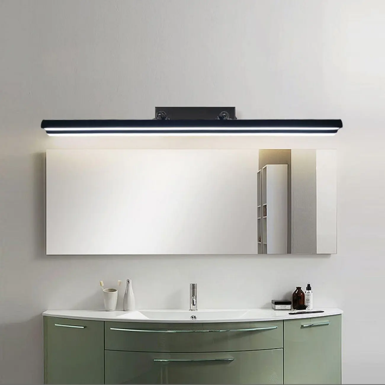 Modern Metal Black Linear LED Vanity Light for Bathroom Makeup Image - 1 | homeyfad