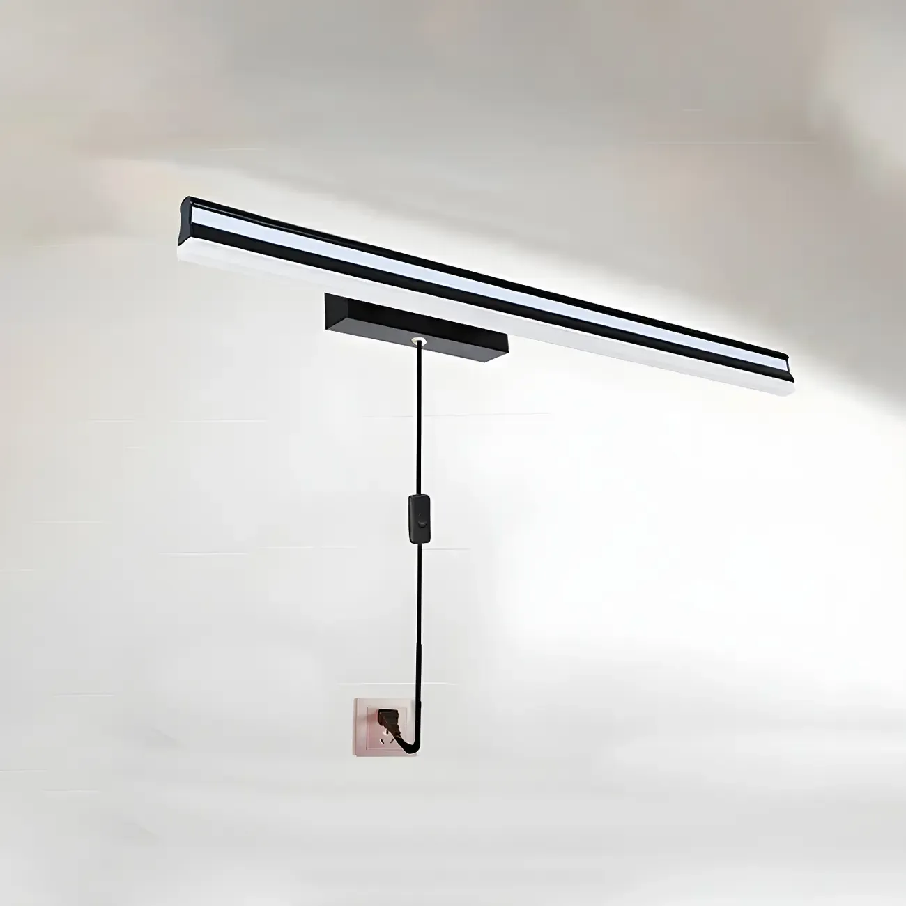 Modern Metal Black Linear LED Vanity Light for Bathroom Makeup Image - 3