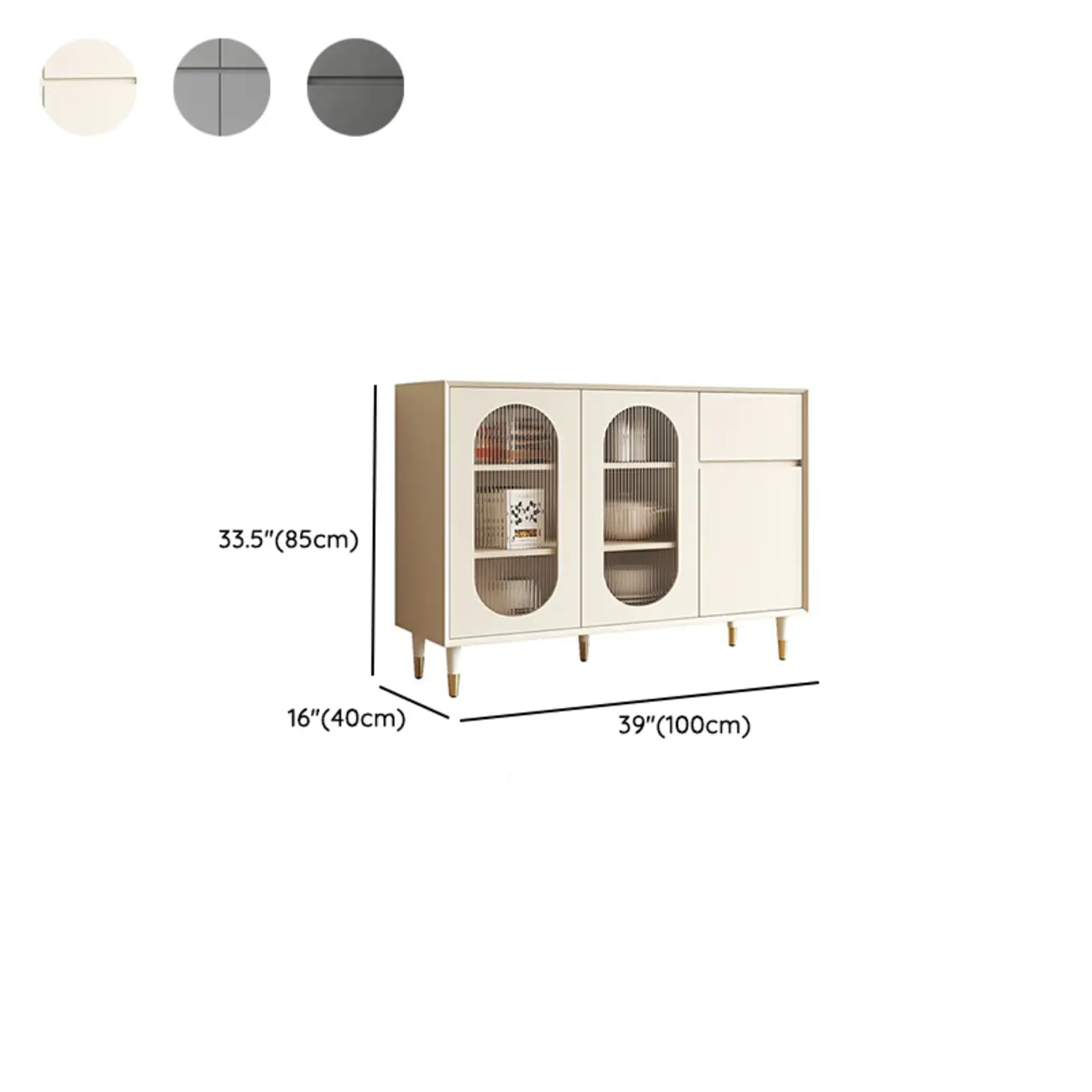 16"W Glam Wooden Sideboard with Glass Doors & Cabinets Image - 34 | homeyfad