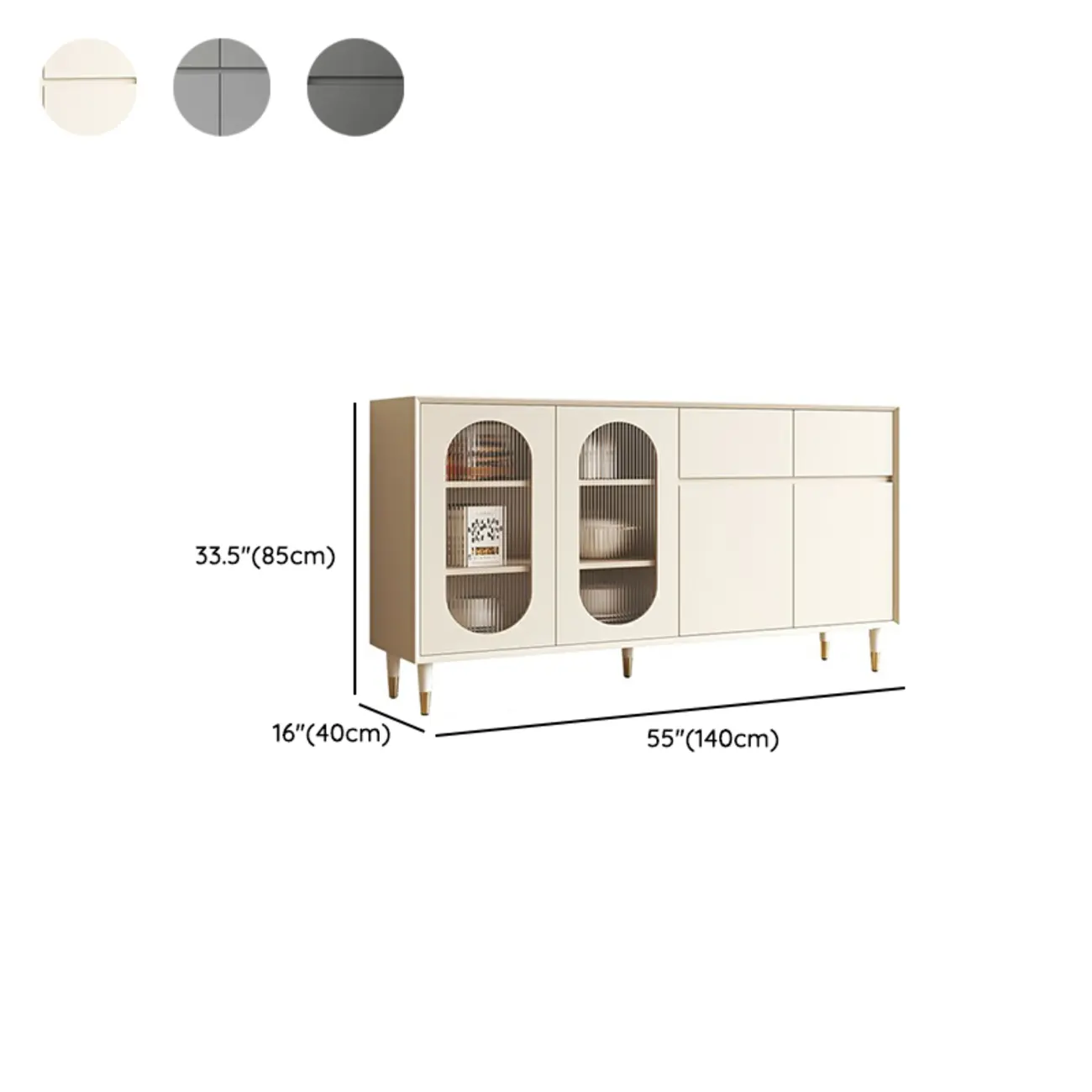 16"W Glam Wooden Sideboard with Glass Doors & Cabinets Image - 36 | homeyfad