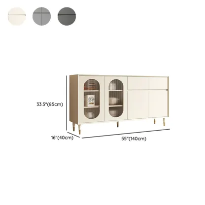 16"W Glam Wooden Sideboard with Glass Doors & Cabinets Image - 36