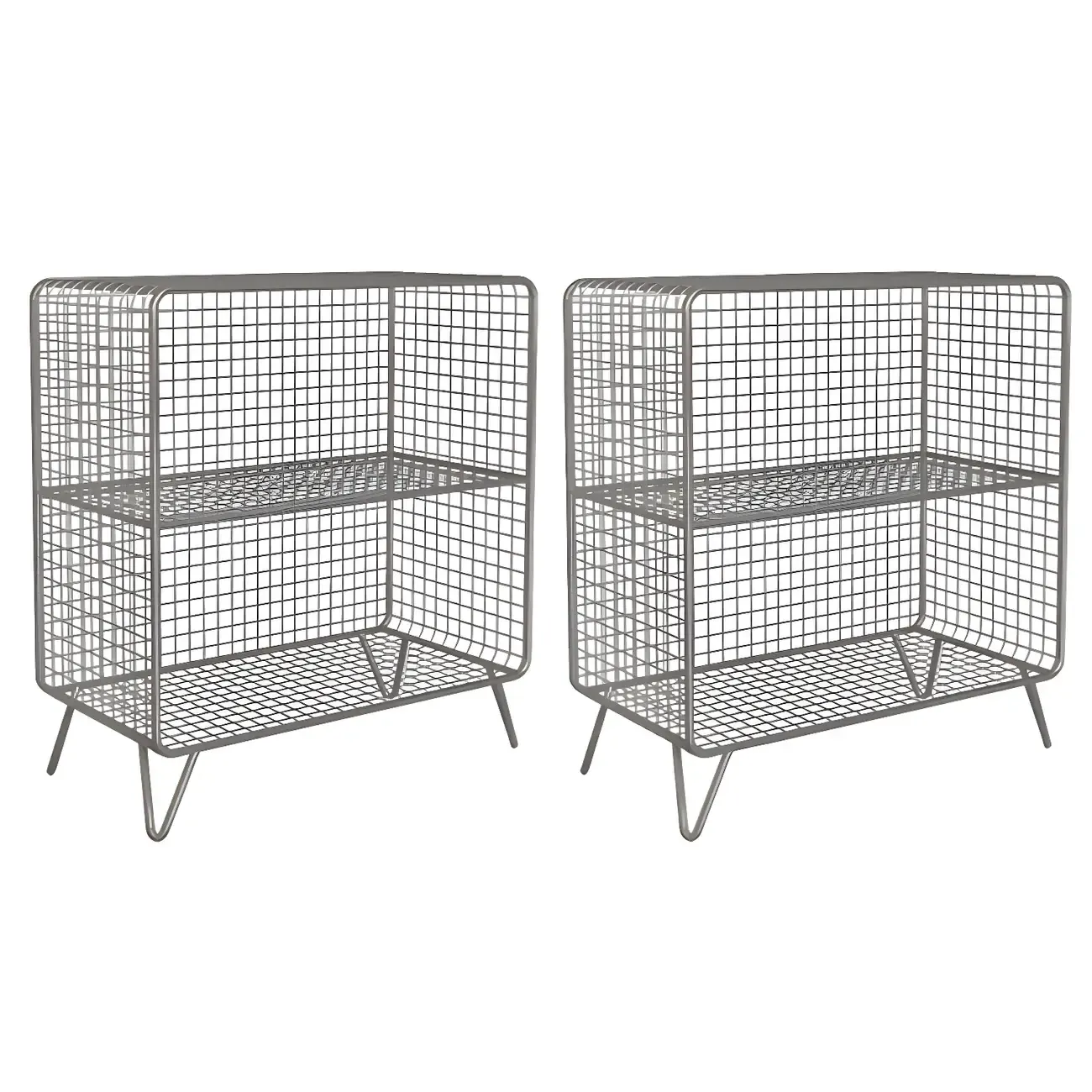Casual Metal Wire Bedside Table in Yellow Open Shelves Storage Image - 21
