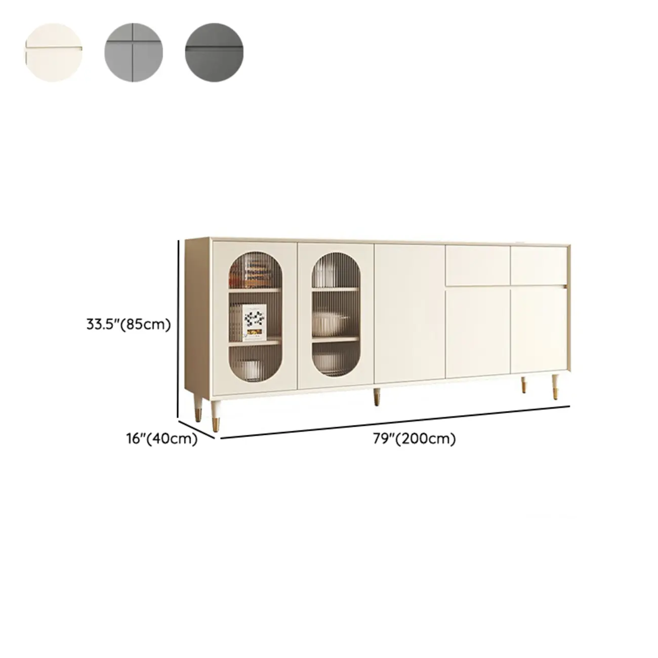 16"W Glam Wooden Sideboard with Glass Doors & Cabinets Image - 39 | homeyfad