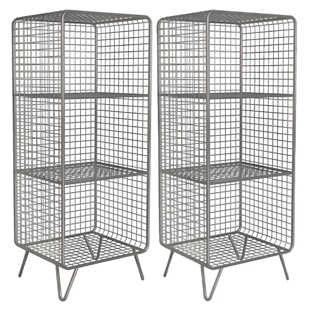 Casual Metal Wire Bedside Table in Yellow Open Shelves Storage Image - 23 | homeyfad
