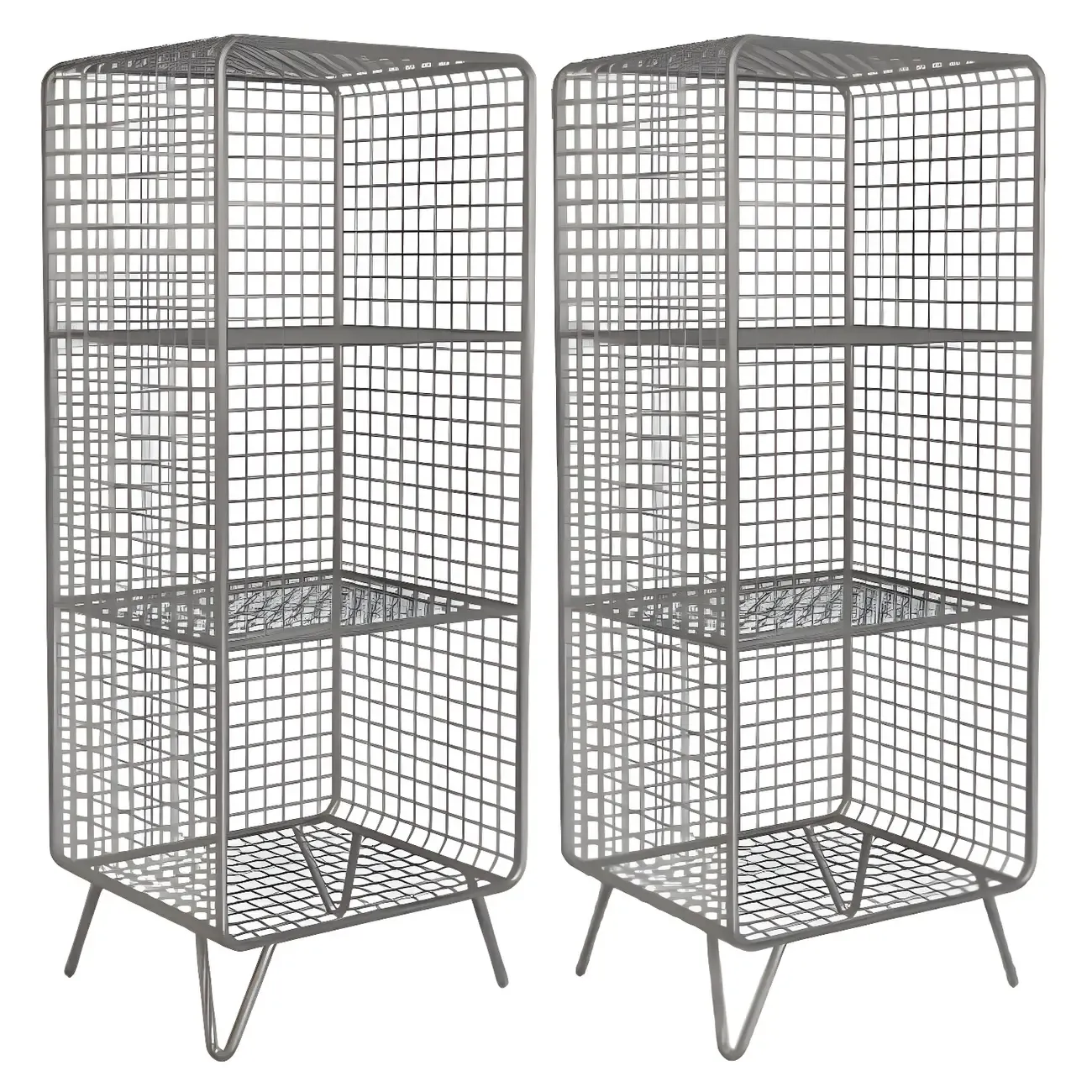 Casual Metal Wire Bedside Table in Yellow Open Shelves Storage Image - 23