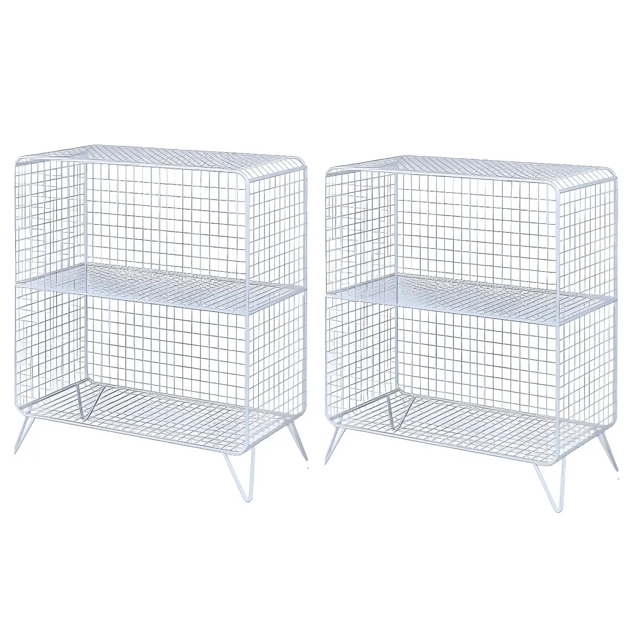 Casual Metal Wire Bedside Table in Yellow Open Shelves Storage Image - 27 | homeyfad
