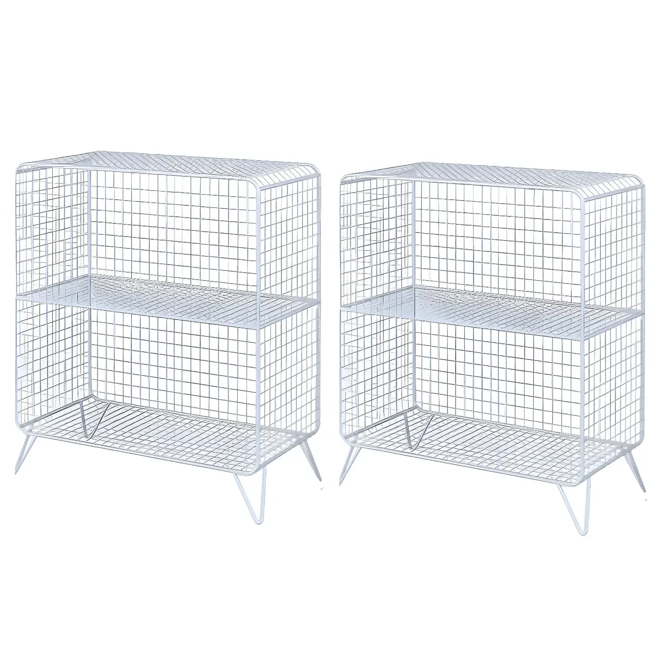 Casual Metal Wire Bedside Table in Yellow Open Shelves Storage Image - 27