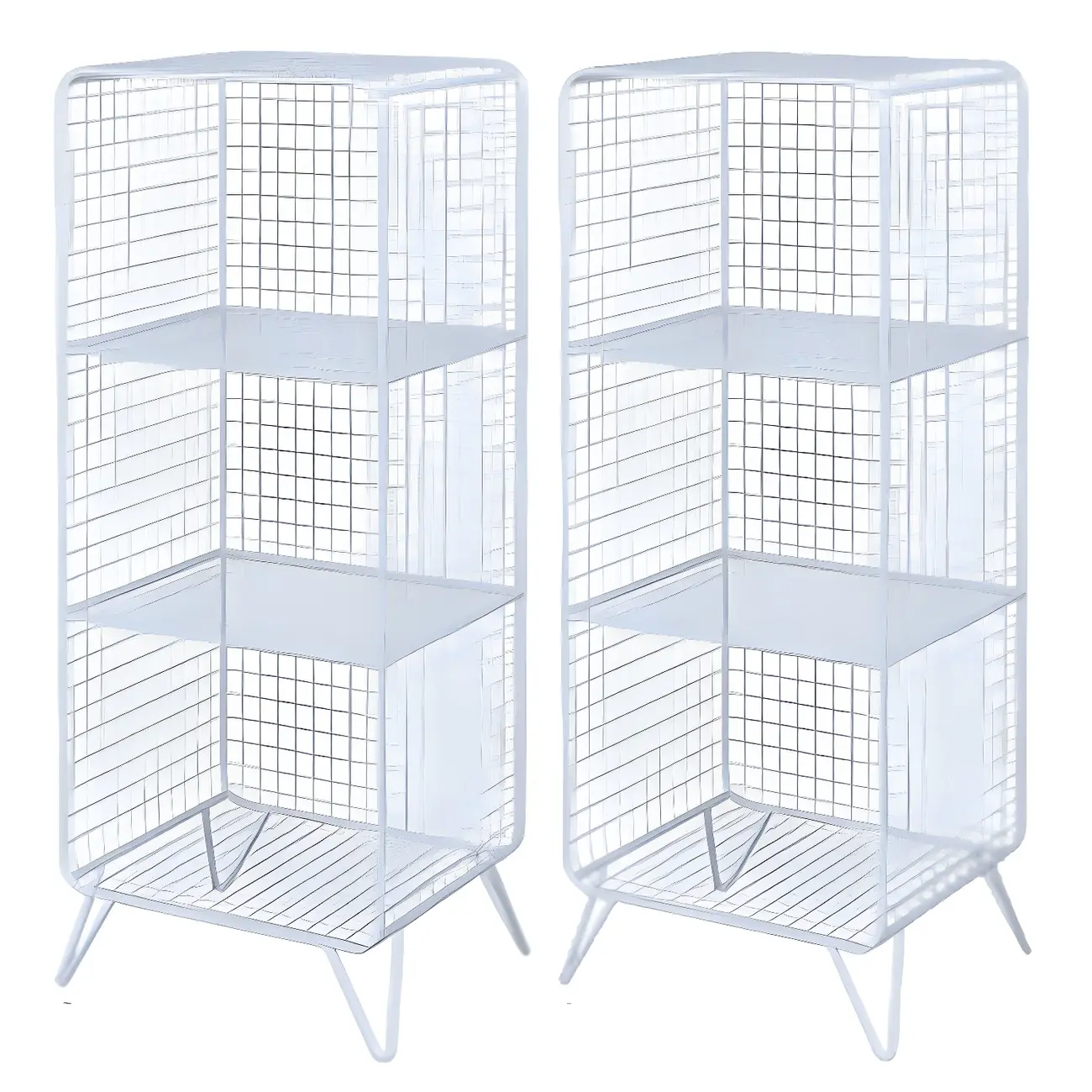 Casual Metal Wire Bedside Table in Yellow Open Shelves Storage Image - 28 | homeyfad