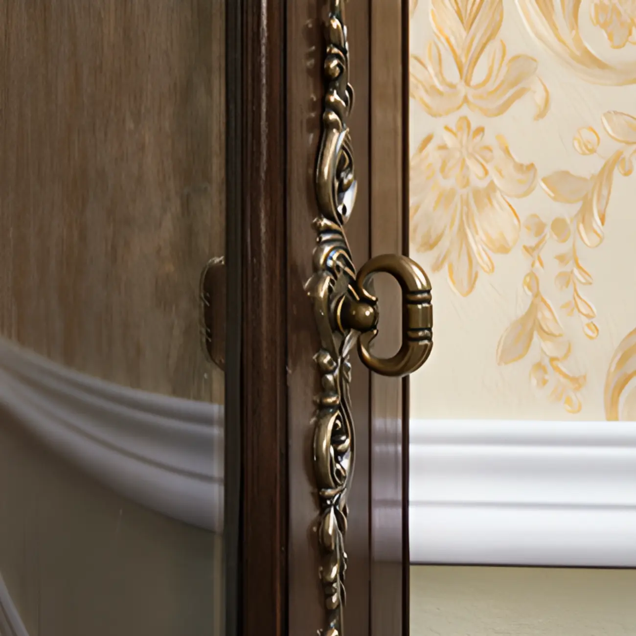 Small Triangle Wooden Wine Cabinet with Shelf and Drawer for Corner Image - 6 | homeyfad