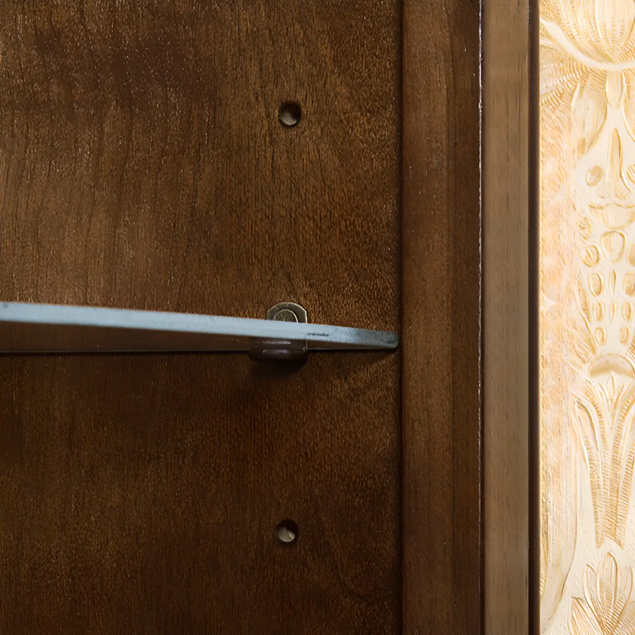 Small Triangle Wooden Wine Cabinet with Shelf and Drawer for Corner Image - 8 | homeyfad