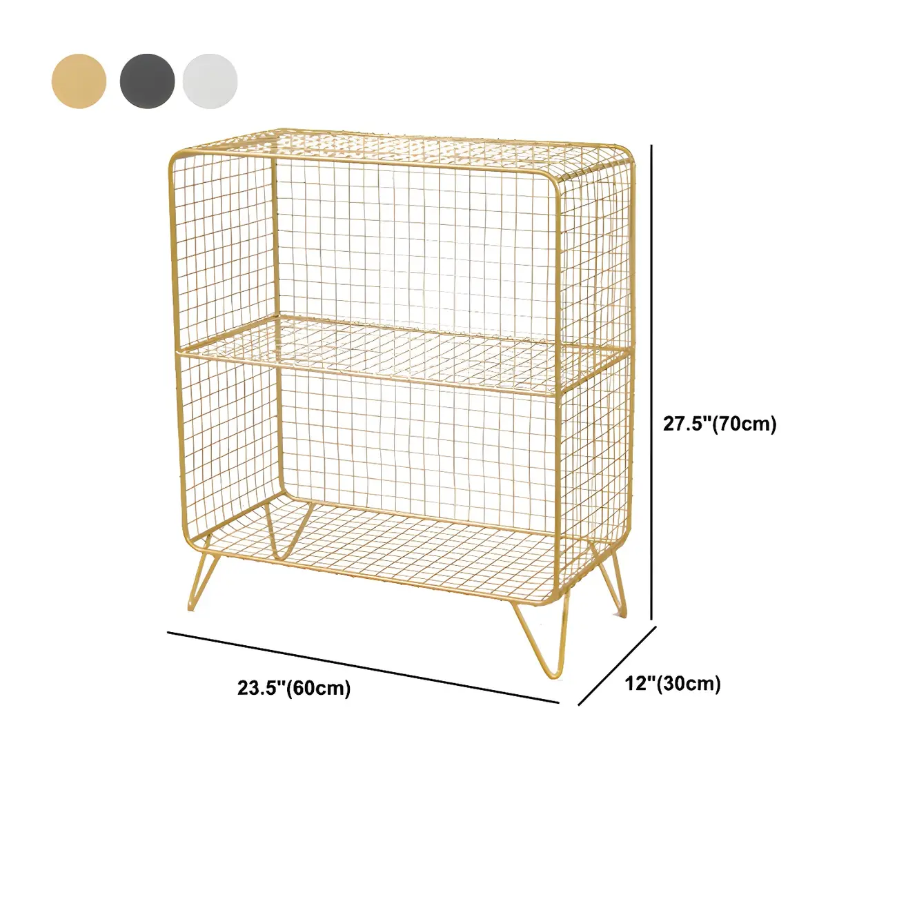 Casual Metal Wire Bedside Table in Yellow Open Shelves Storage Image - 30 | homeyfad