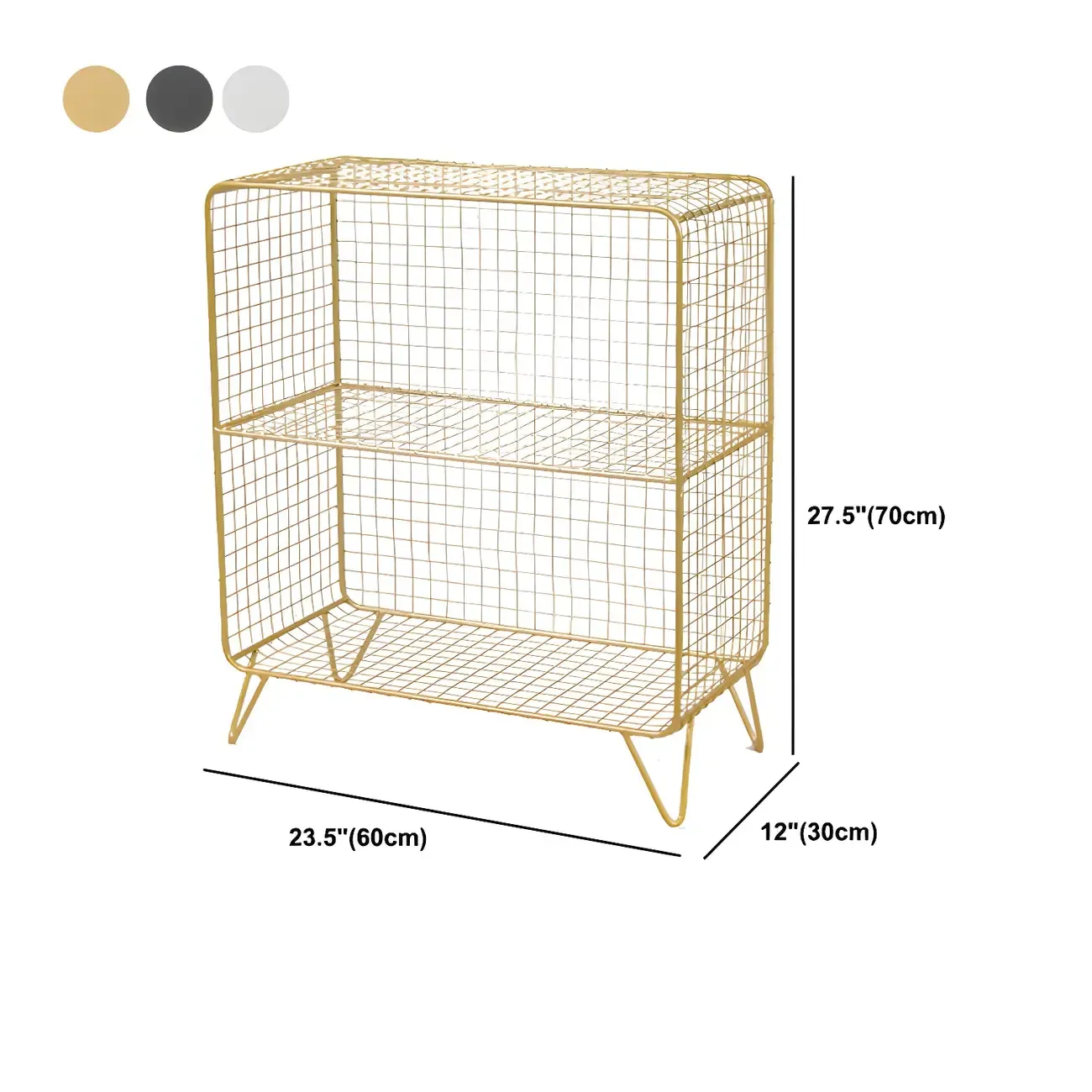 Casual Metal Wire Bedside Table in Yellow Open Shelves Storage Image - 30