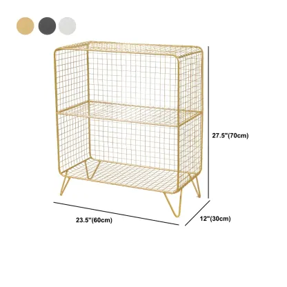 Casual Metal Wire Bedside Table in Yellow Open Shelves Storage Image - 30