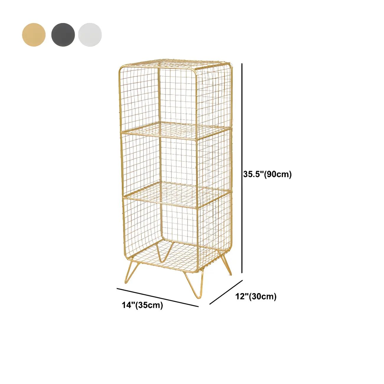 Casual Metal Wire Bedside Table in Yellow Open Shelves Storage Image - 31 | homeyfad