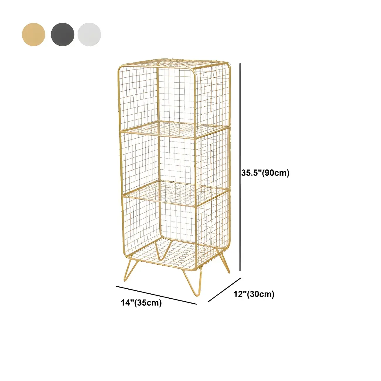 Casual Metal Wire Bedside Table in Yellow Open Shelves Storage Image - 31