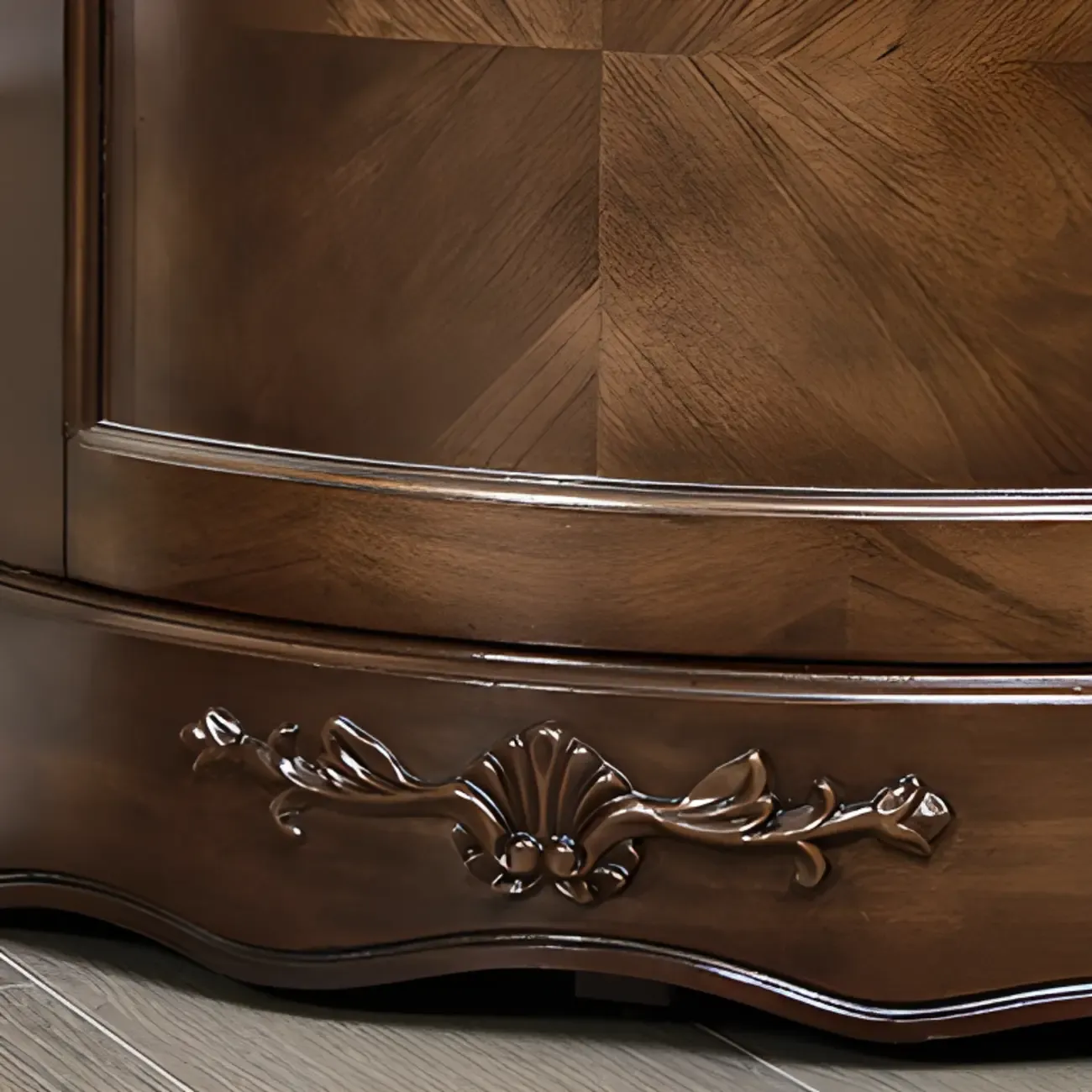 Small Triangle Wooden Wine Cabinet with Shelf and Drawer for Corner Image - 12