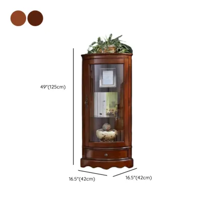 Small Triangle Wooden Wine Cabinet with Shelf and Drawer for Corner #size