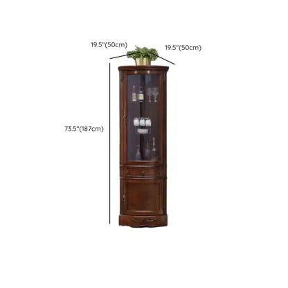 Small Triangle Wooden Wine Cabinet with Shelf and Drawer for Corner Image - 22