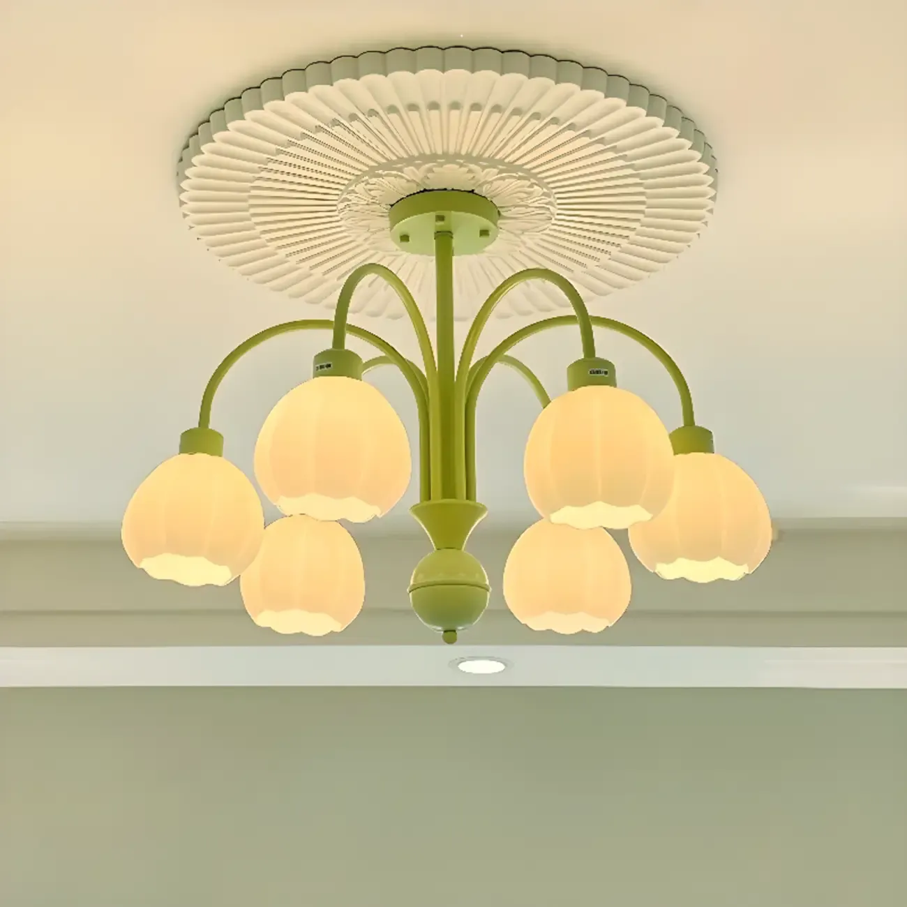 Floral Vintage Chandelier with Metal and Glass for Living Room Image - 1