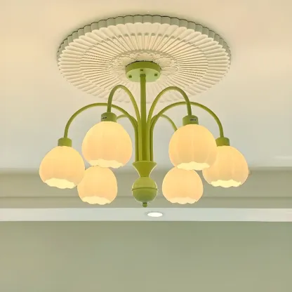 Floral Vintage Chandelier with Metal and Glass for Living Room Image - 1