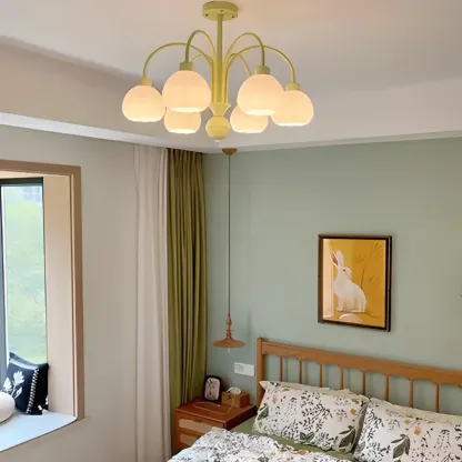 Floral Vintage Chandelier with Metal and Glass for Living Room Image - 4