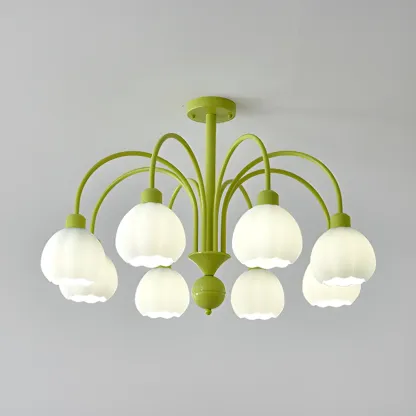 Floral Vintage Chandelier with Metal and Glass for Living Room Image - 12