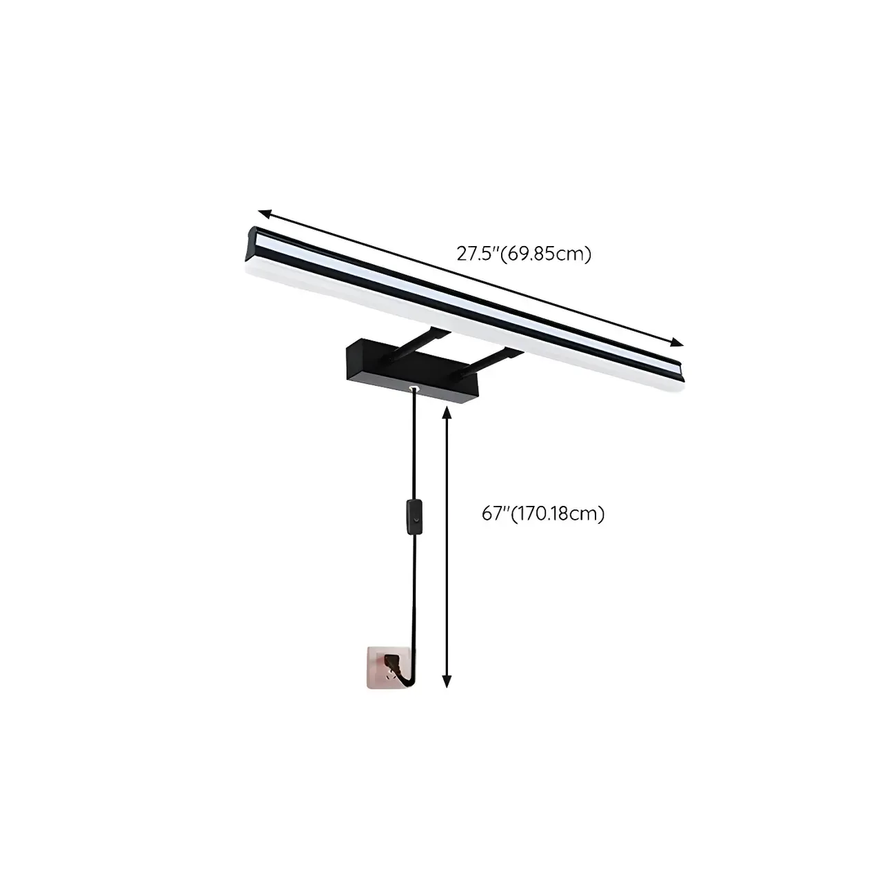 Modern Metal Black Linear LED Vanity Light for Bathroom Makeup Image - 52