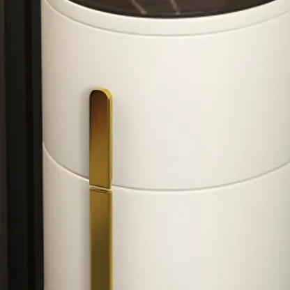 Modern Narrow Bedside Table with Marble Top 3 Drawers Image - 7