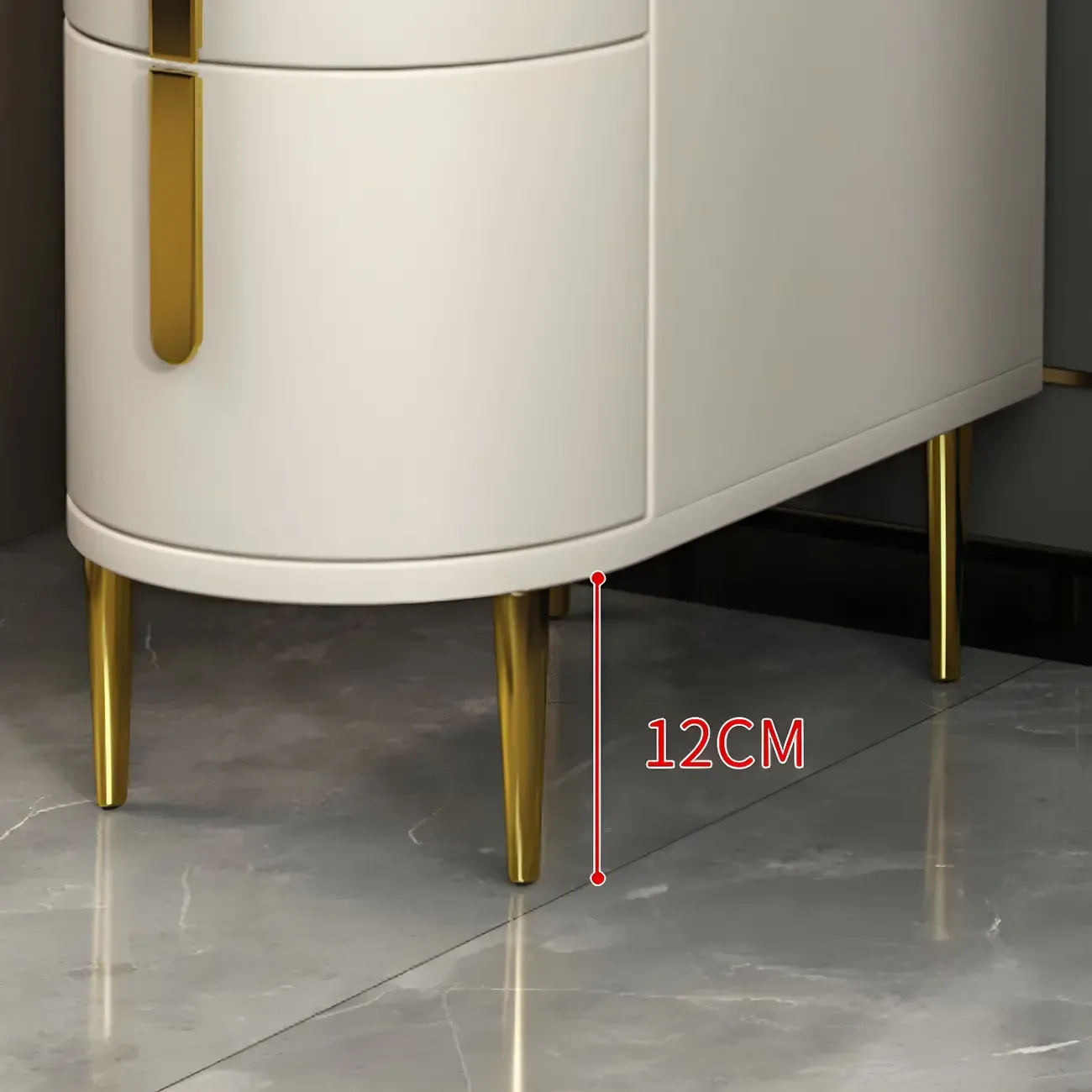 Modern Narrow Bedside Table with Marble Top 3 Drawers Image - 8