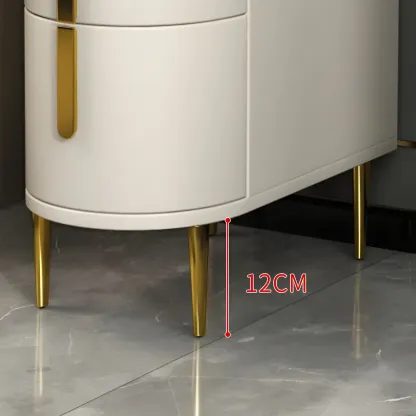 Modern Narrow Bedside Table with Marble Top 3 Drawers Image - 8