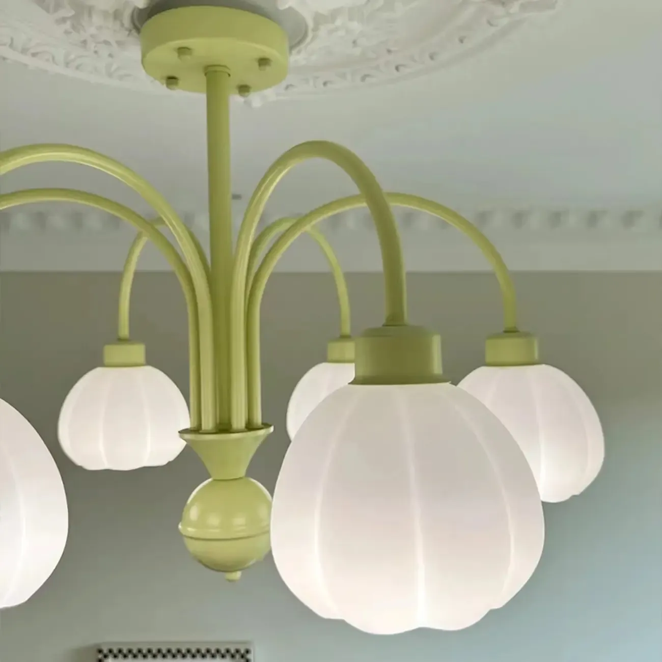 Floral Vintage Chandelier with Metal and Glass for Living Room Image - 18