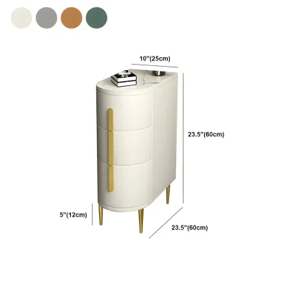 Modern Narrow Bedside Table with Marble Top 3 Drawers Image - 10