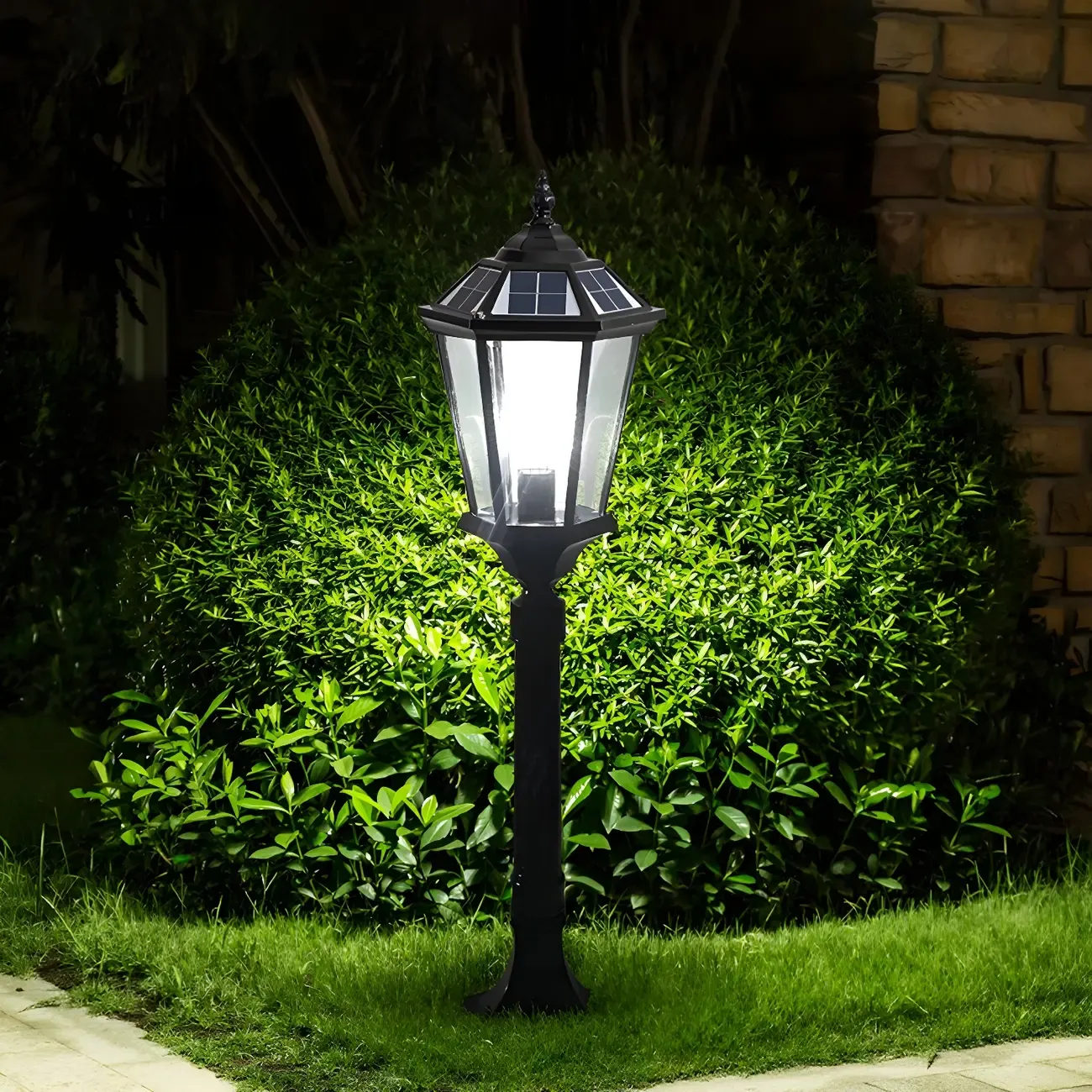 Solar Retro LED Outdoor Lantern Bollard Light for Pathways Image - 4