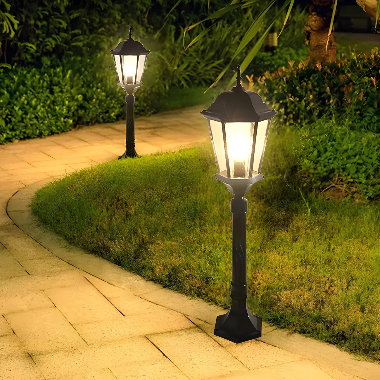 Solar Retro LED Outdoor Lantern Bollard Light for Pathways Image - 5 | homeyfad