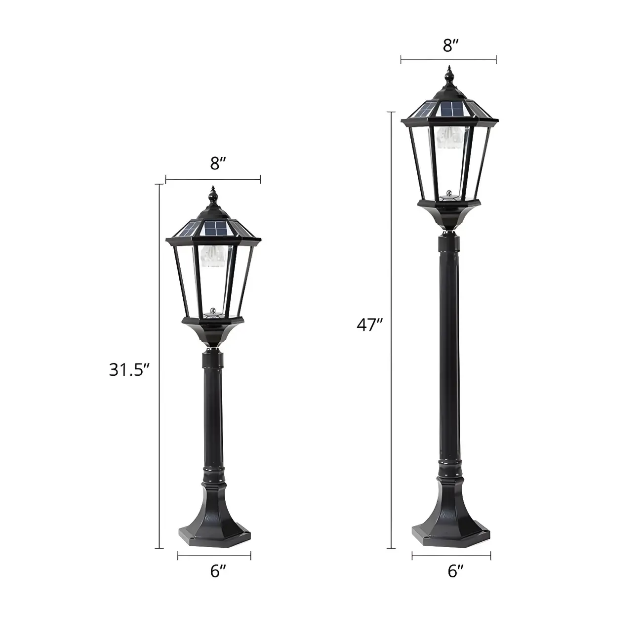 Solar Retro LED Outdoor Lantern Bollard Light for Pathways Image - 7