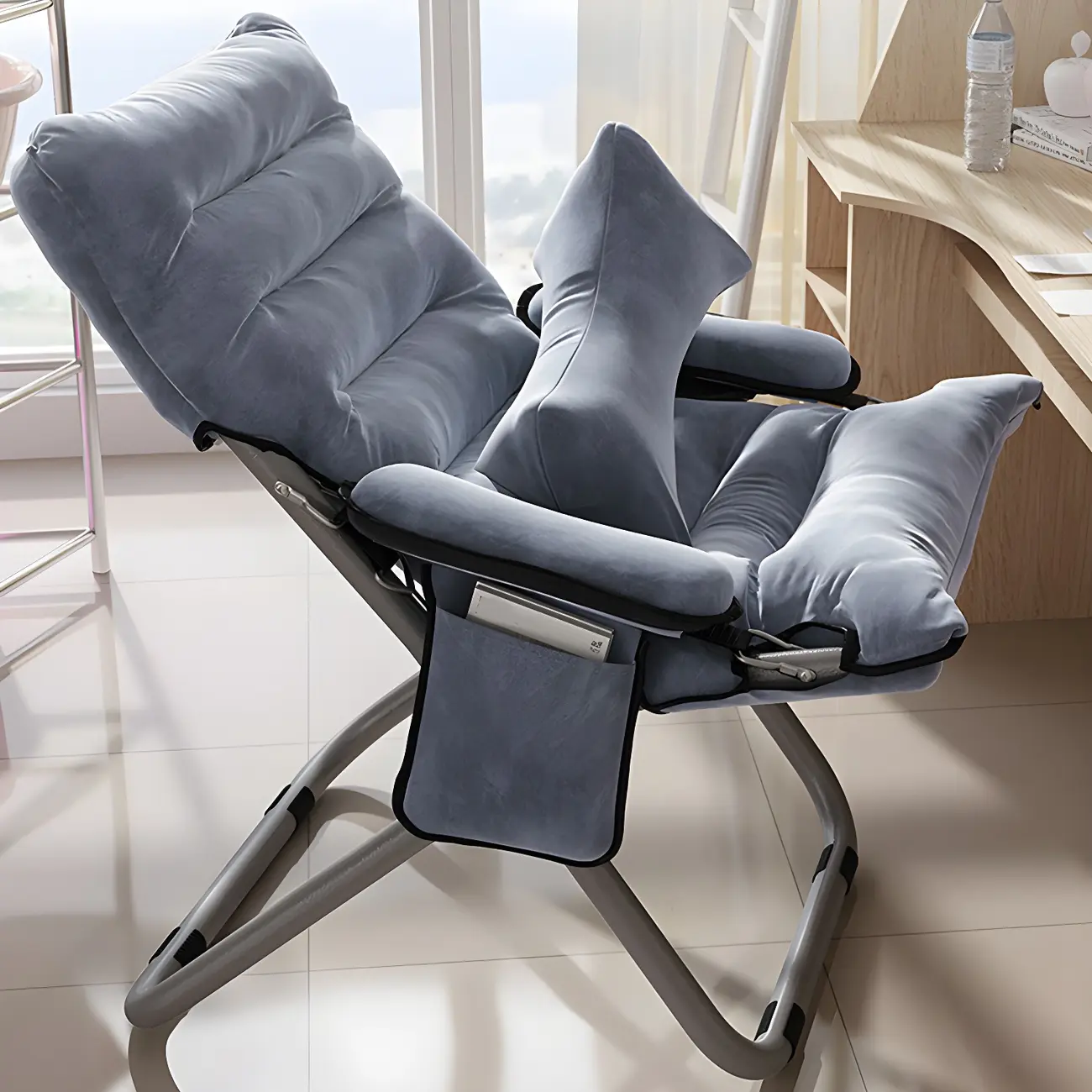 Contemporary Cotton Recliner Chair with Storage Image - 1 | homeyfad