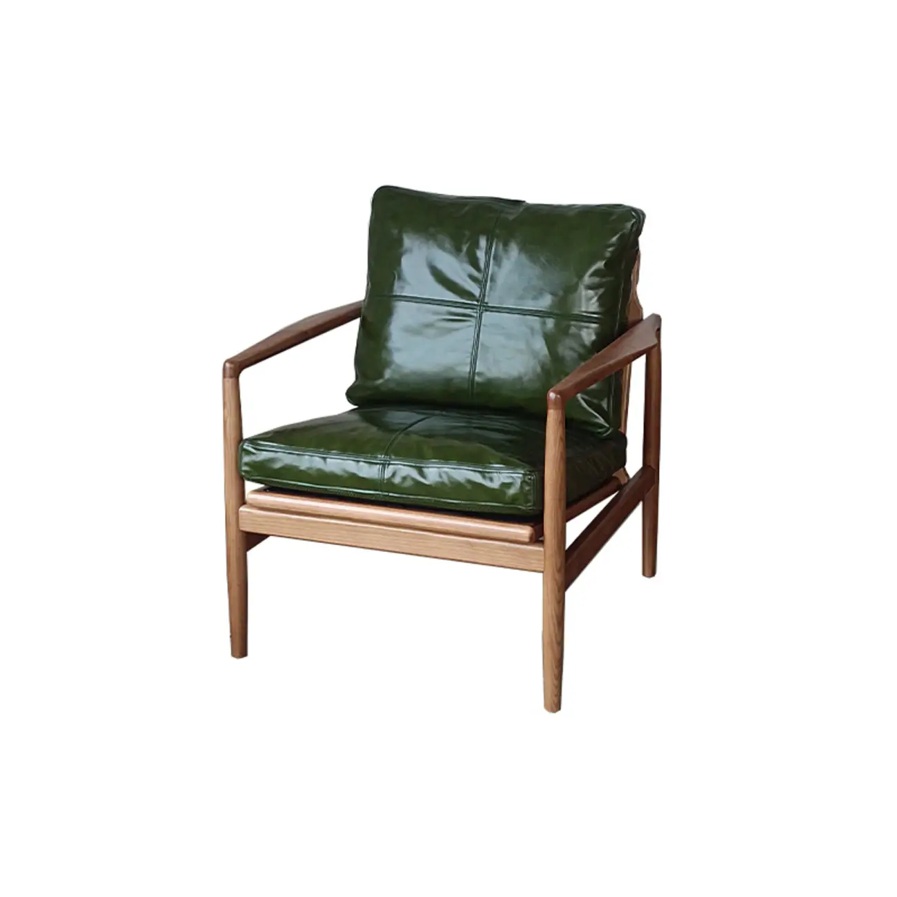 Leather Armchair with Wooden Armrest for Living Room Image - 6 | homeyfad