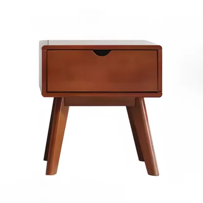 Modern Wooden Bedside Table with Large Storage Drawer Image - 4