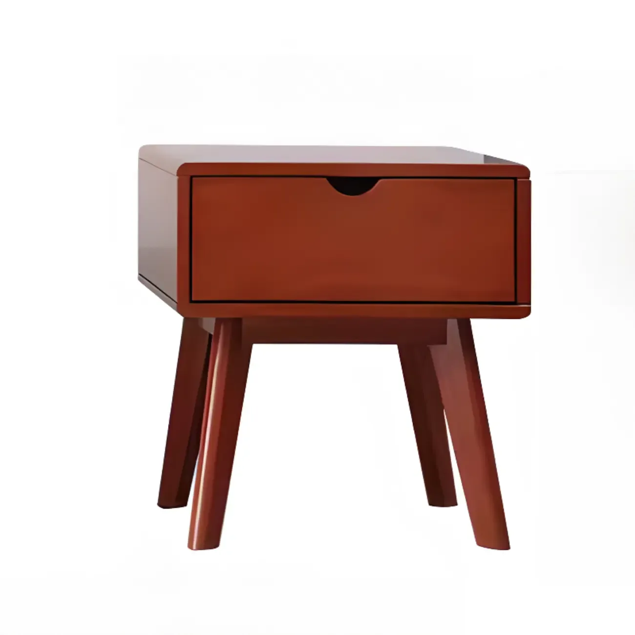 Modern Wooden Bedside Table with Large Storage Drawer Image - 5