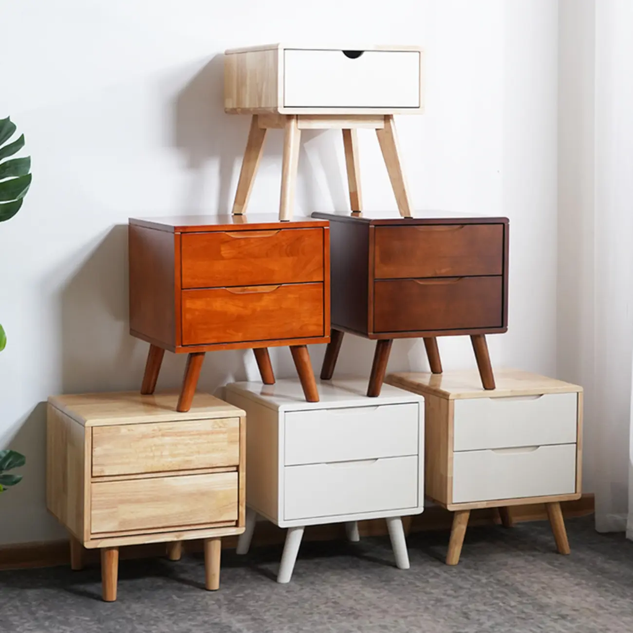 Modern Wooden Bedside Table with Large Storage Drawer Image - 6 | homeyfad