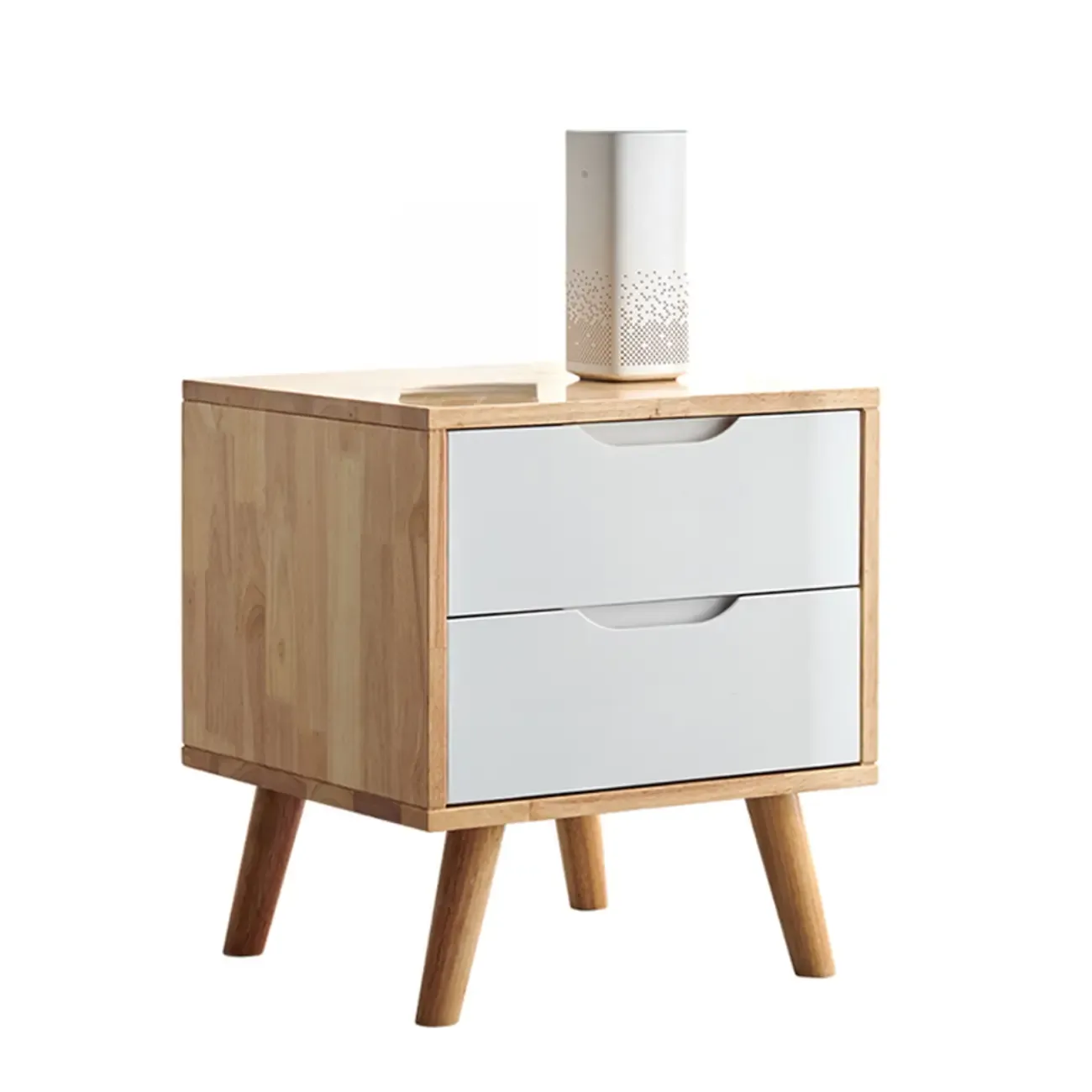Modern Wooden Bedside Table with Large Storage Drawer Image - 9