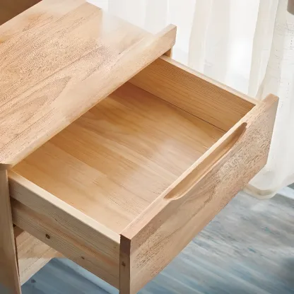 Modern Wooden Bedside Table with Large Storage Drawer Image - 13